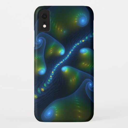 Fantasy Lights Abstract Blauw Groen Geel Fractal Case-Mate iPhone Case (Achterkant)