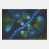 Fantasy Lights Abstract Blauw Groen Geel Fractal Inpakpapier Vel (Voorkant 2)