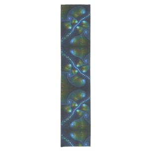 Fantasy Lights Abstract Blauw Groen Geel Fractal Korte Tafelloper