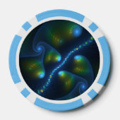 Fantasy Lights Abstract Blauw Groen Geel Fractal Poker Chips (Achterkant)