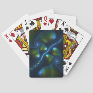 Fantasy Lights Abstract Blauw Groen Geel Fractal Pokerkaarten