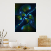 Fantasy Lights Abstract Blauw Groen Geel Fractal Poster (Keuken)