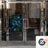 Fantasy Lights Abstract Blauw Groen Geel Fractal Raamsticker (Kantoordeur)