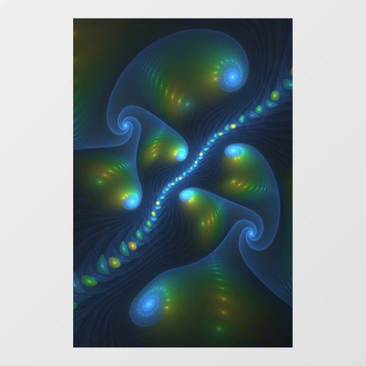 Fantasy Lights Abstract Blauw Groen Geel Fractal Raamsticker (Vel)