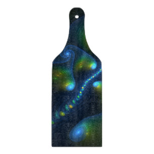 Fantasy Lights Abstract Blauw Groen Geel Fractal Snijplank