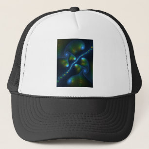 Fantasy Lights Abstract Blauw Groen Geel Fractal Trucker Pet