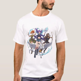 Fantasy Magic Trio PNG, Anime Style Wizard, Archer T-shirt