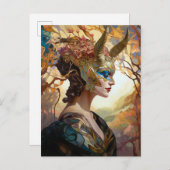 Fantasy Mask Lady Art Briefkaart (Voorkant / Achterkant)