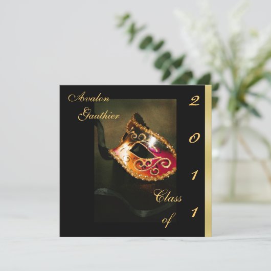 Fantasy Masquerade Class of Afstuderen Invitation Kaart (Staand voorkant)