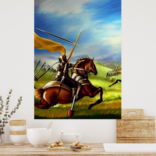 Fantasy Medieval Knight AI Digital Art Poster #01 (Keuken)