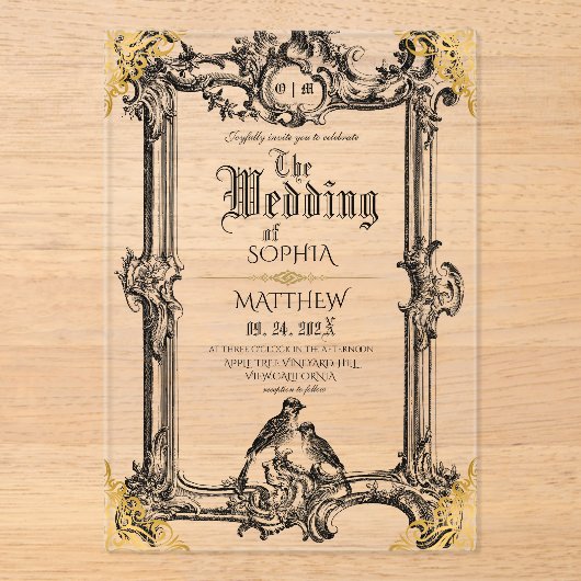 Fantasy Medieval Wedding Acryl Uitnodigingen (Voorkant)