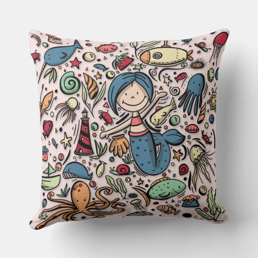 Fantasy Mermaid Pattern Kussen (Achterkant)