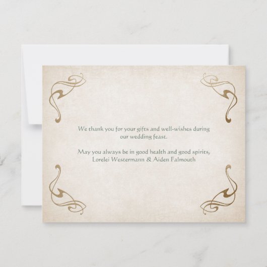 Fantasy middeleeuwse Keltische bruiloft Bedankkaart (Achterkant)