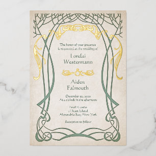 Fantasy middeleeuwse Keltische bruiloft Folie Uitnodiging