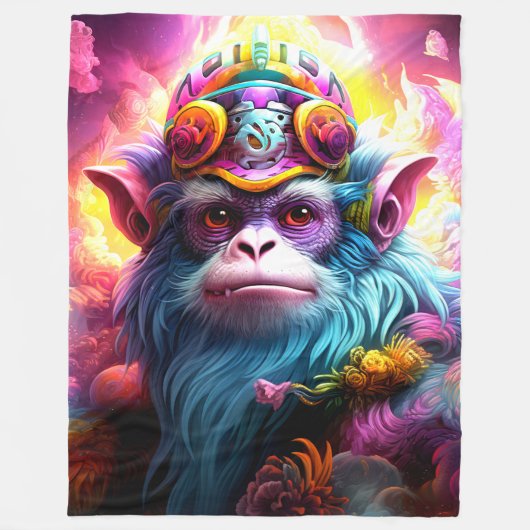 Fantasy Monkey Fleece Deken (Voorkant)