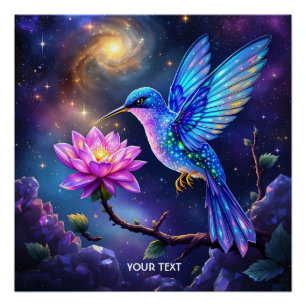 Fantasy Mooie Bloem Kleine Vogel Perfect Poster