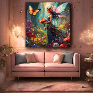 Fantasy Mooie Fairy Bloemtuin Canvas Afdruk