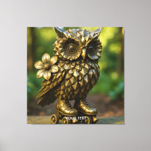 Fantasy Mooie Koperen Uil Schaatsen Canvas Afdruk
