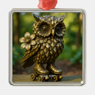 Fantasy Mooie Koperen Uil Schaatsen Metalen Ornament