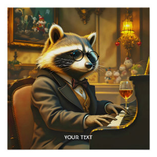 Fantasy Mooie Piano Wasbeer Speelt Perfect Poster