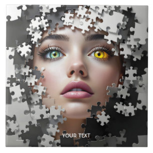 Fantasy Mooie Puzzel Meisje Gezicht Tegeltje