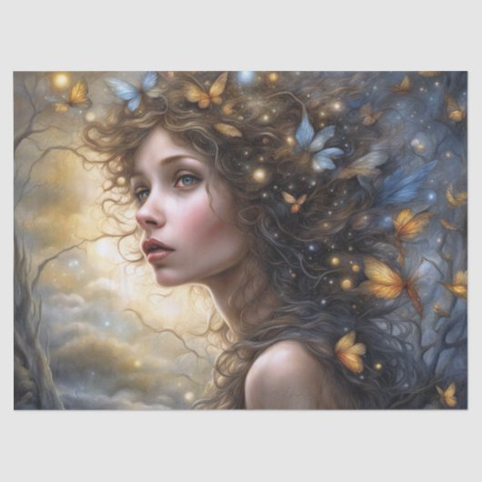 Fantasy Mooie Vlinderfee Decoupage Tissuepapier (Voorkant)