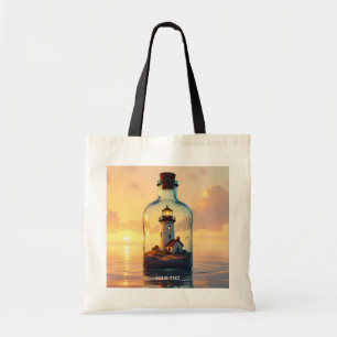 Fantasy Mooie Vuurtoren In Fles Tote Bag