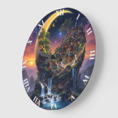 Fantasy Moon Waterfall Forest Grote Klok (Hoek)