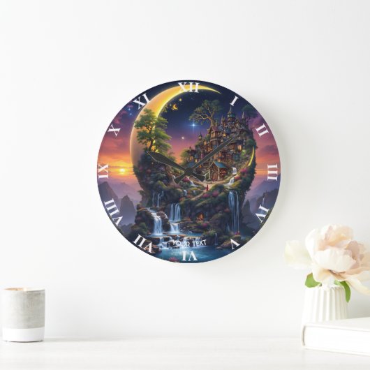 Fantasy Moon Waterfall Forest Grote Klok (Huis)