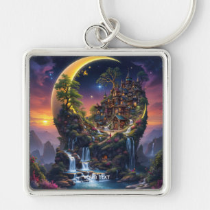 Fantasy Moon Waterfall Forest Sleutelhanger