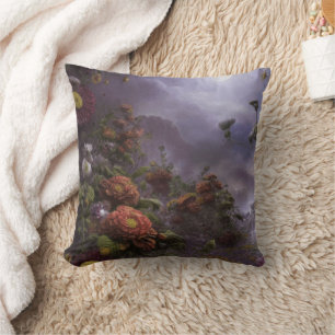 Fantasy Moonlight Magical Garden Landscape Jigzaag Kussen