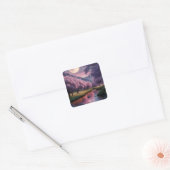 Fantasy Moonlit River Dreamscape Illustration Vierkante Sticker (Envelop)