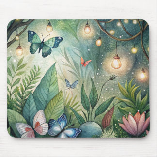 Fantasy Mousepad met bloemen en vlinders Muismat