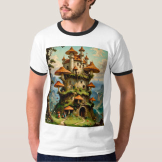 Fantasy Mushroom Castle op Cliffside T-Shirt