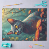 Fantasy Mushroom Forest Blue Cat Tissuepapier (Craft)