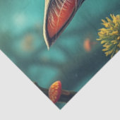 Fantasy Mushroom Forest Blue Cat Tissuepapier (Detail)