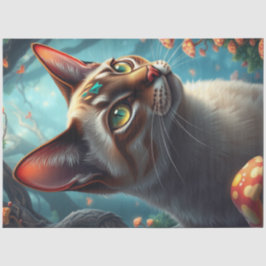 Fantasy Mushroom Forest Kleurrijke Kat Tissuepapier