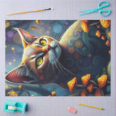 Fantasy Mushroom Forest Kleurrijke Kat Tissuepapier (Craft)