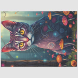 Fantasy Mushroom Forest Paarse Cat Tissuepapier