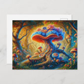 Fantasy Mushroom Garden Psychedelic Colors  Briefkaart (Voorkant / Achterkant)