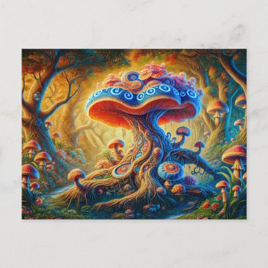 Fantasy Mushroom Garden Psychedelic Colors  Briefkaart (Voorkant)
