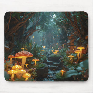 Fantasy Mushroom River - grillige nachtelijke land Muismat