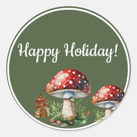 Fantasy Mushroom Ronde Sticker (Voorkant)