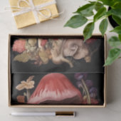 Fantasy Mushrooms and Flowers on Black Background Tissuepapier (Geschenk)