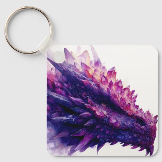 Fantasy Mystical Amethyst Crystal Dragon Beast Sleutelhanger (Voorkant)