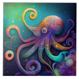 Fantasy Octopus, Waterverf Tegeltje