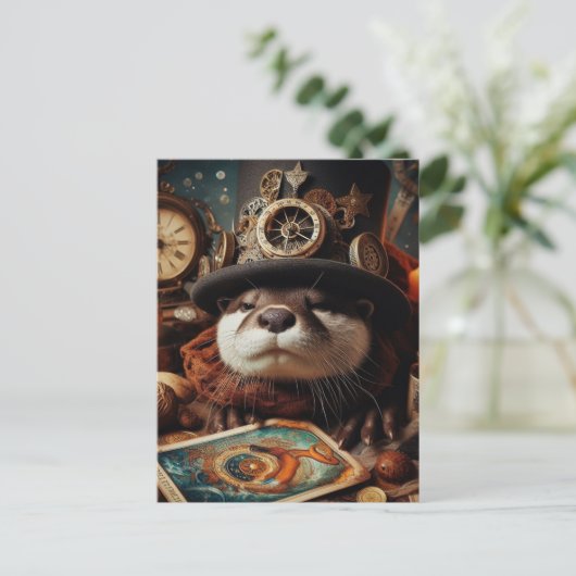 Fantasy Otter Steampunk Tarot Kaart Reader (Staand voorkant)