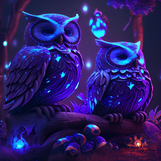 Fantasy Owl in Blue Light Jigzaag Puzzle Legpuzzel