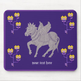 Fantasy paard en bloem mousepad muismat