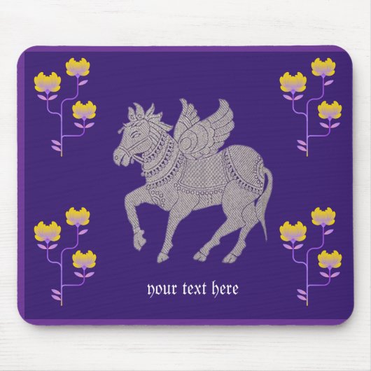 Fantasy paard en bloem mousepad muismat (Voorkant)